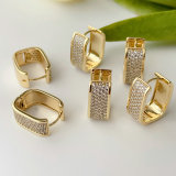 Pave square hoops earrings