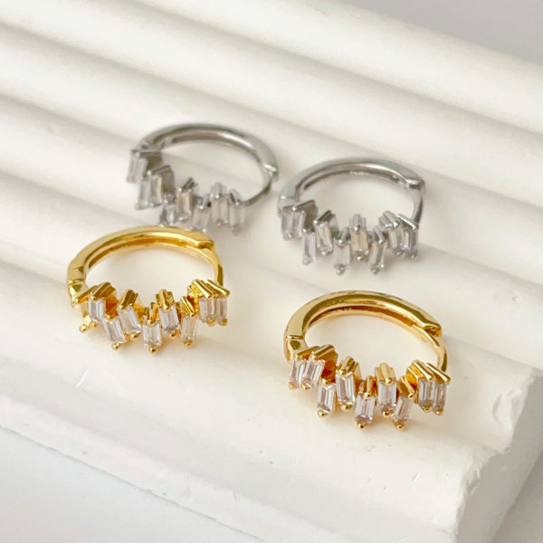 Pave zircon hoops earrings