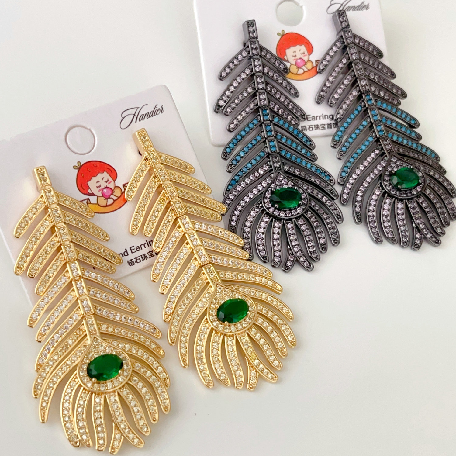 Pave leaf earrings