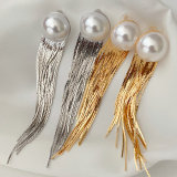 Long pearl tassel earrings