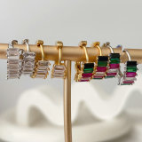 Coloful zircon hoop earrings