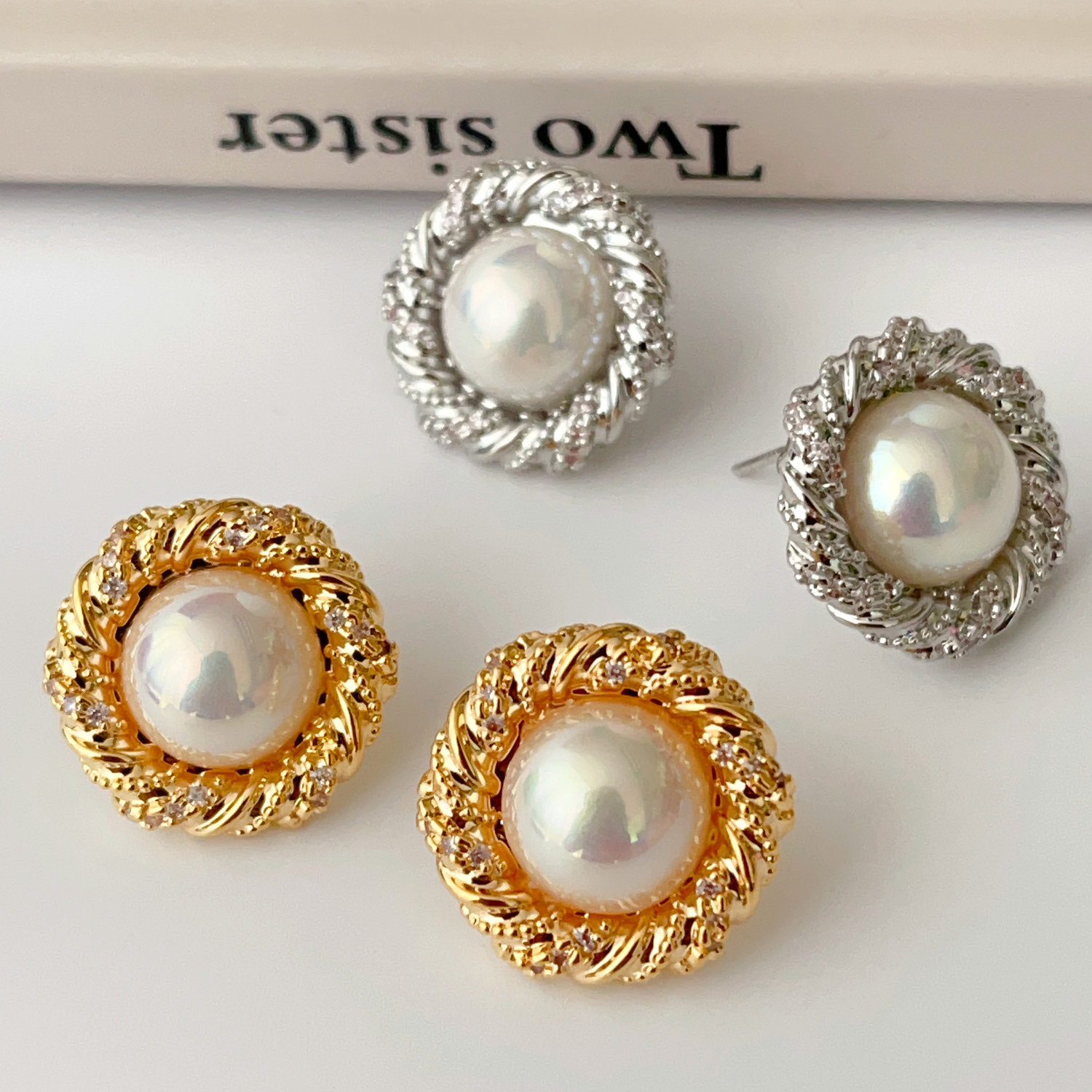 Pearl stud earrings