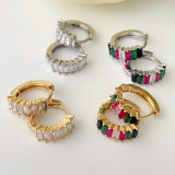 Coloful zircon hoop earrings