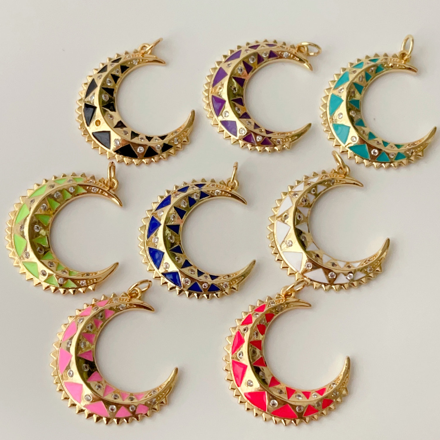Enamel moon pendant