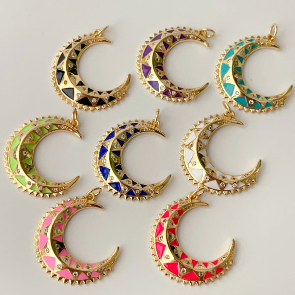 Enamel moon pendant