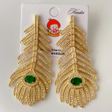 Pave leaf earrings