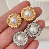 Pearl stud earrings