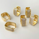 Pave square hoops earrings