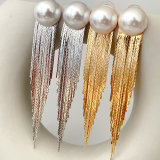 Long pearl tassel earrings