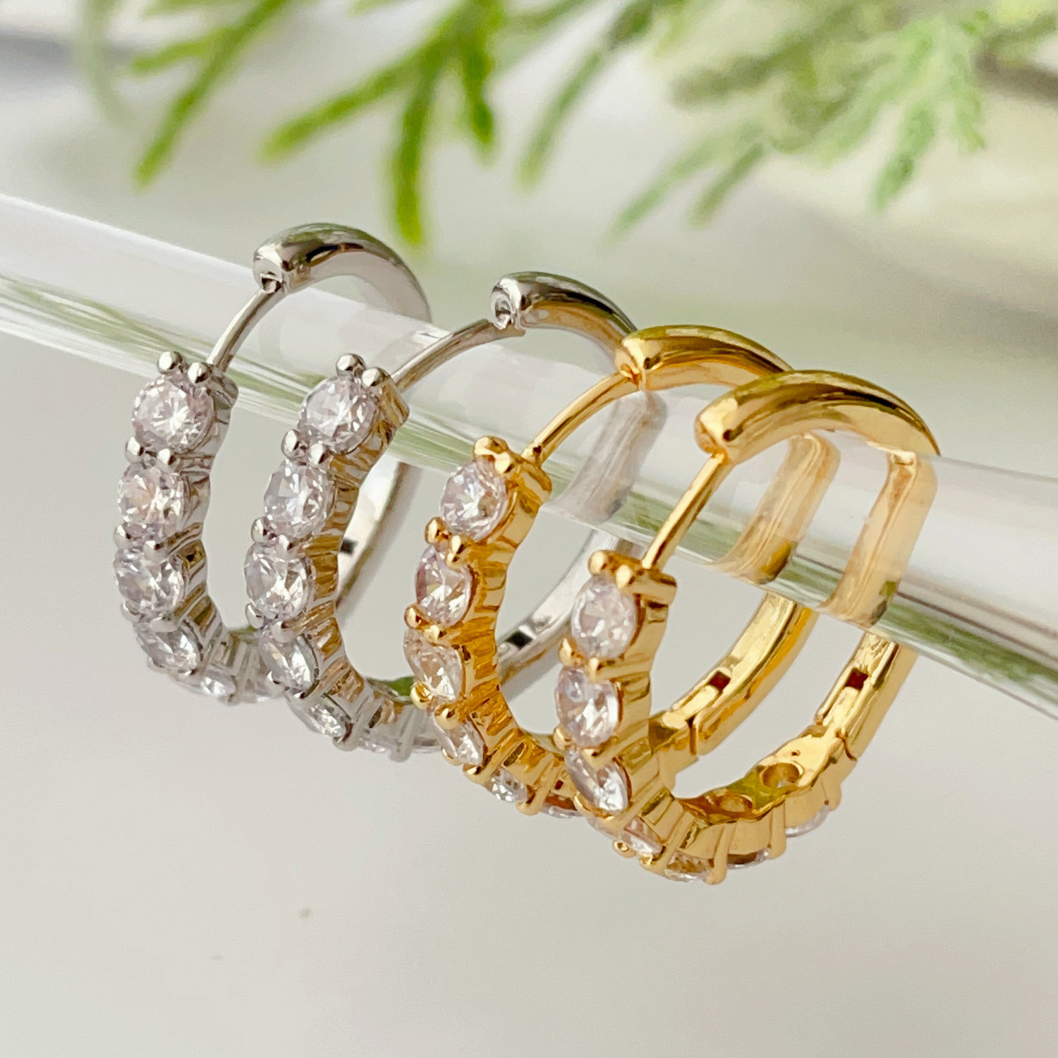 Pave zircon hoop earrings
