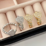 Pave heart hoops