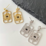 Square eye charm earrings