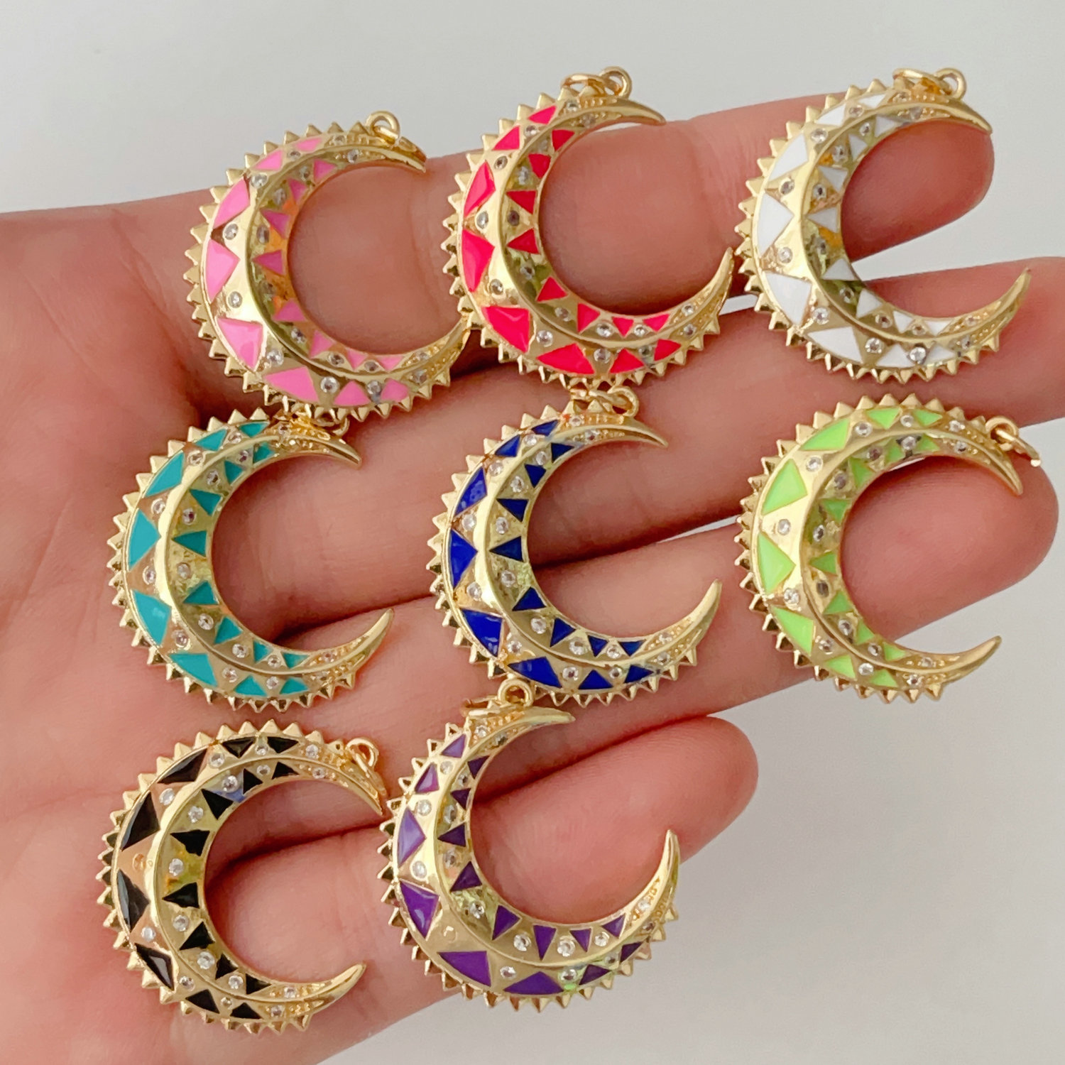 Enamel moon pendant