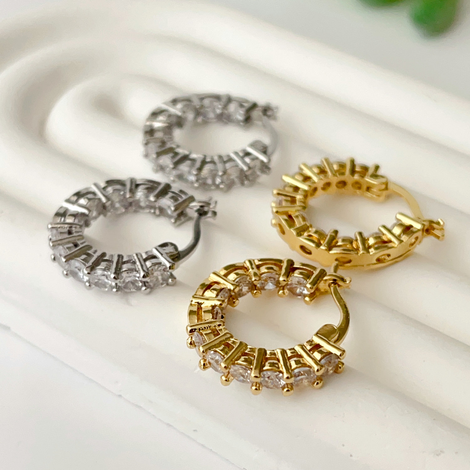 Smimple zircon hoops