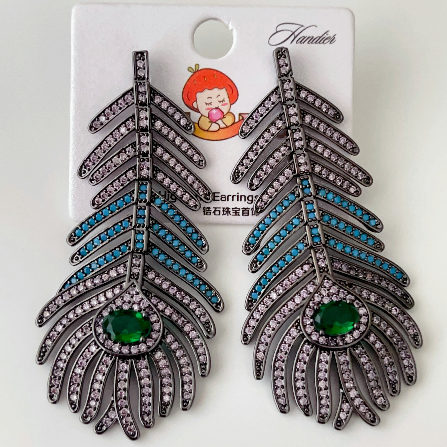 Pave leaf earrings