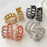 Pave chain big hoop earrings