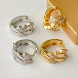 Pave chain hoops earrings