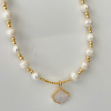 Fresh Water Pearl Necklace With Shell Pendant