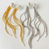 Pearl chain tassel earrings