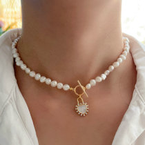 Fresh Water Pearl Necklace With Heart Clasp