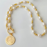 Fresh Water Pearl Necklace With Coin Pendant
