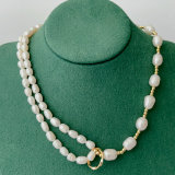 Double fresh water pearl necklace