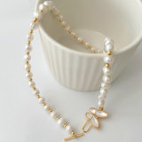 Fresh Water Pearl Necklace With Butterfly Clasp