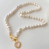 Fresh Water Pearl Necklace With Heart Clasp