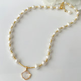 Fresh Water Pearl Necklace With Shell Pendant