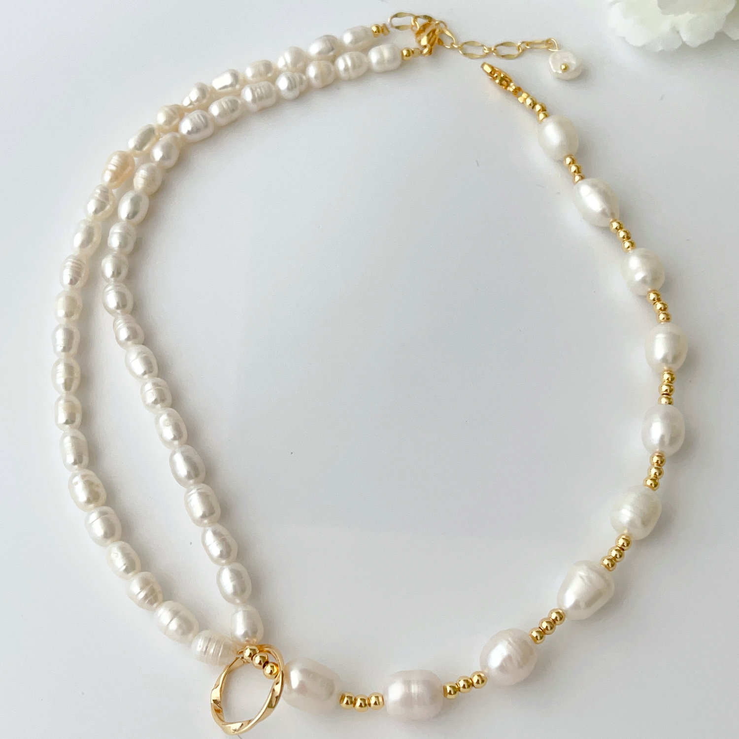 Double fresh water pearl necklace