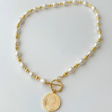 Fresh Water Pearl Necklace With Coin Pendant