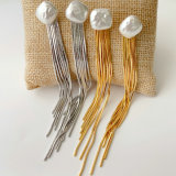 Pearl chain tassel earrings