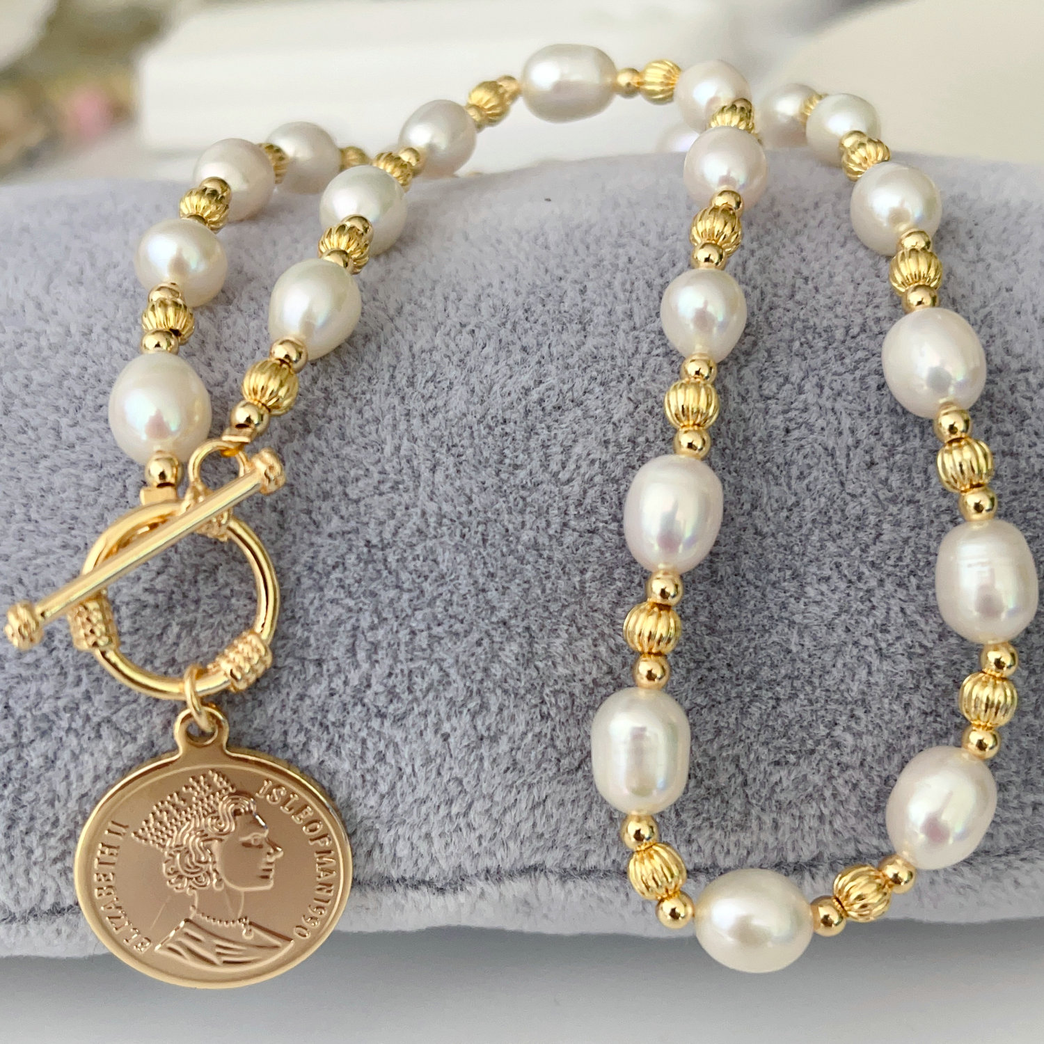 Fresh Water Pearl Necklace With Coin Pendant
