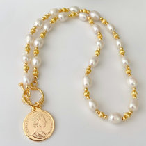 Fresh Water Pearl Necklace With Coin Pendant