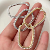 Long quare pearl hoops earrings