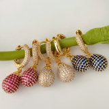 Pave drop hoops earrings