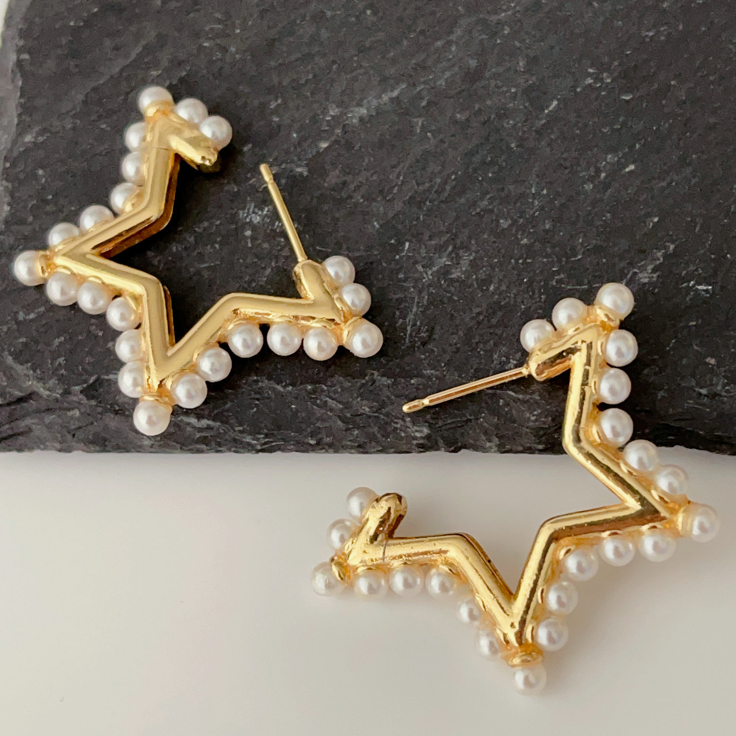 Star pearl earrings