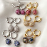 Pave drop hoops earrings