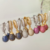 Pave drop hoops earrings