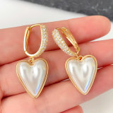 Pearl heart drop earrings