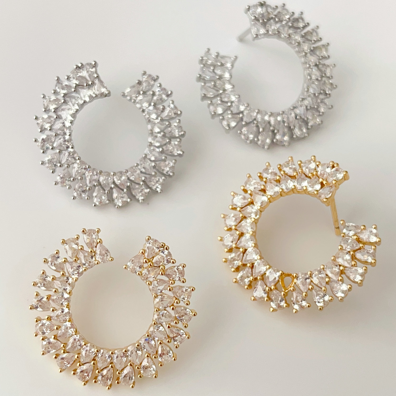 Pave moon earrings