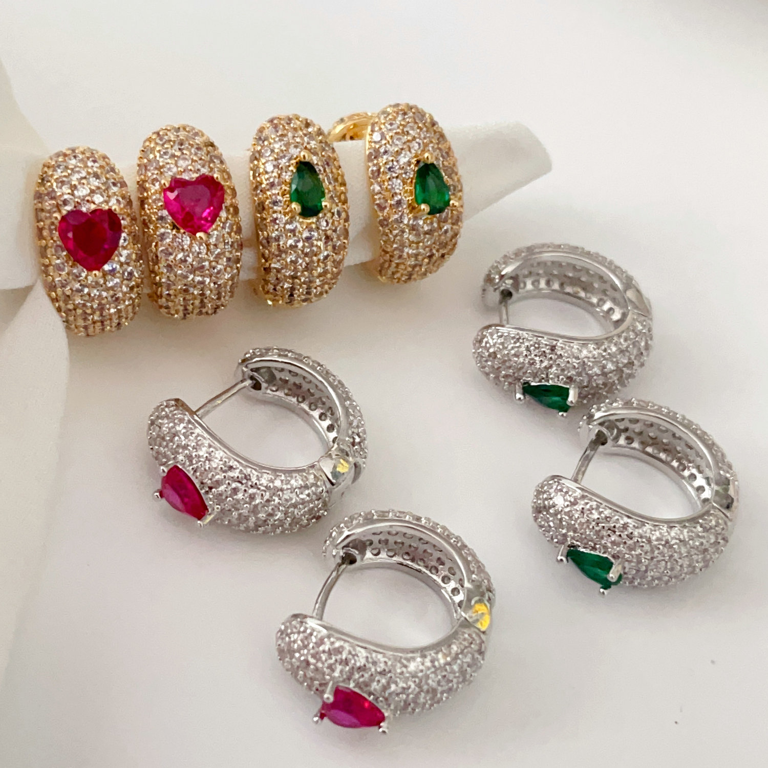 Fashion pave hoops earrings
