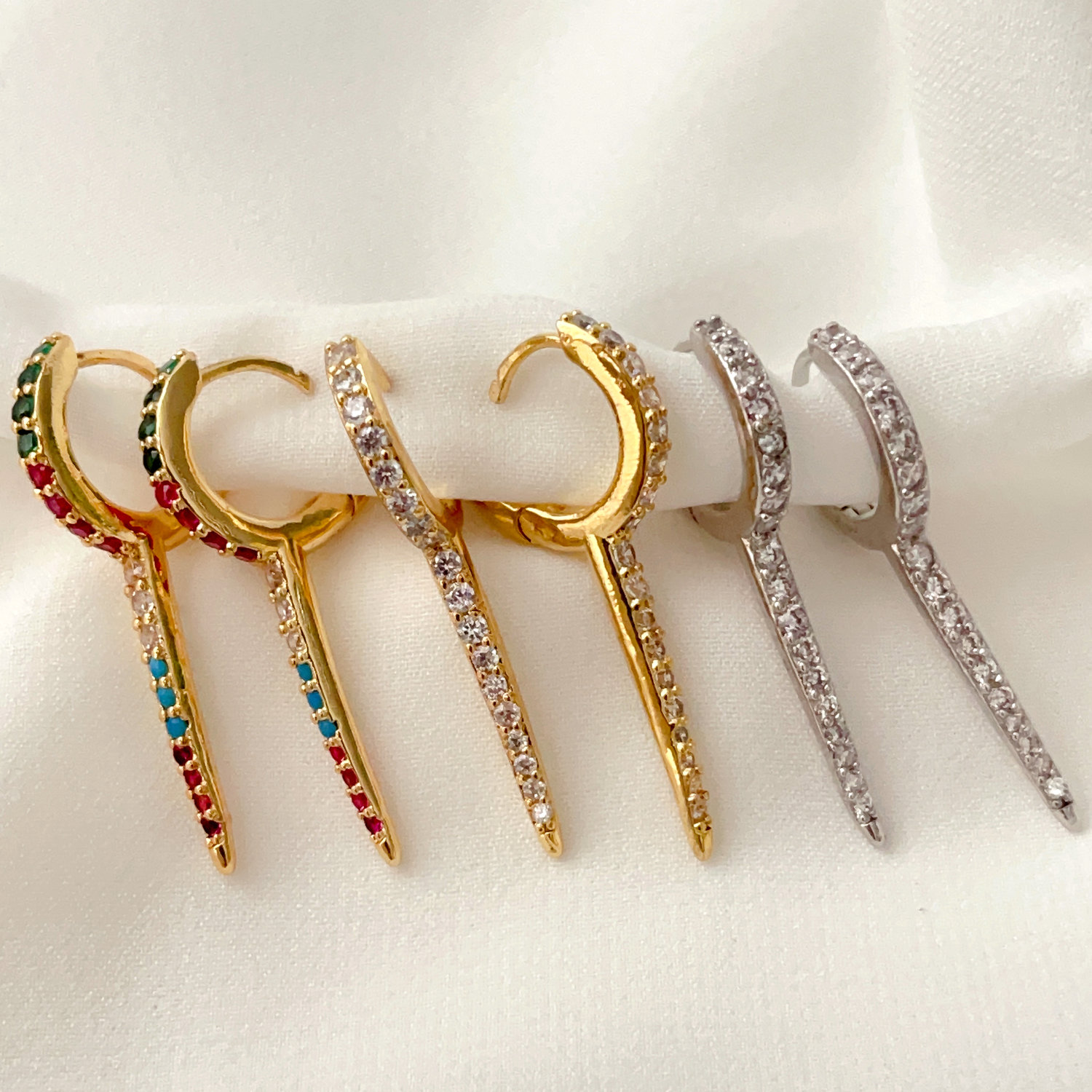 Long pin earrings