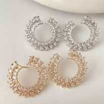 Pave moon earrings