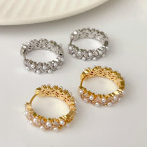 Pave pearl hoops