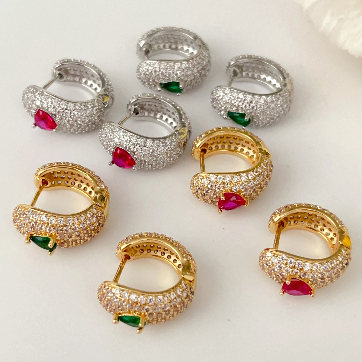 Fashion pave hoops earrings