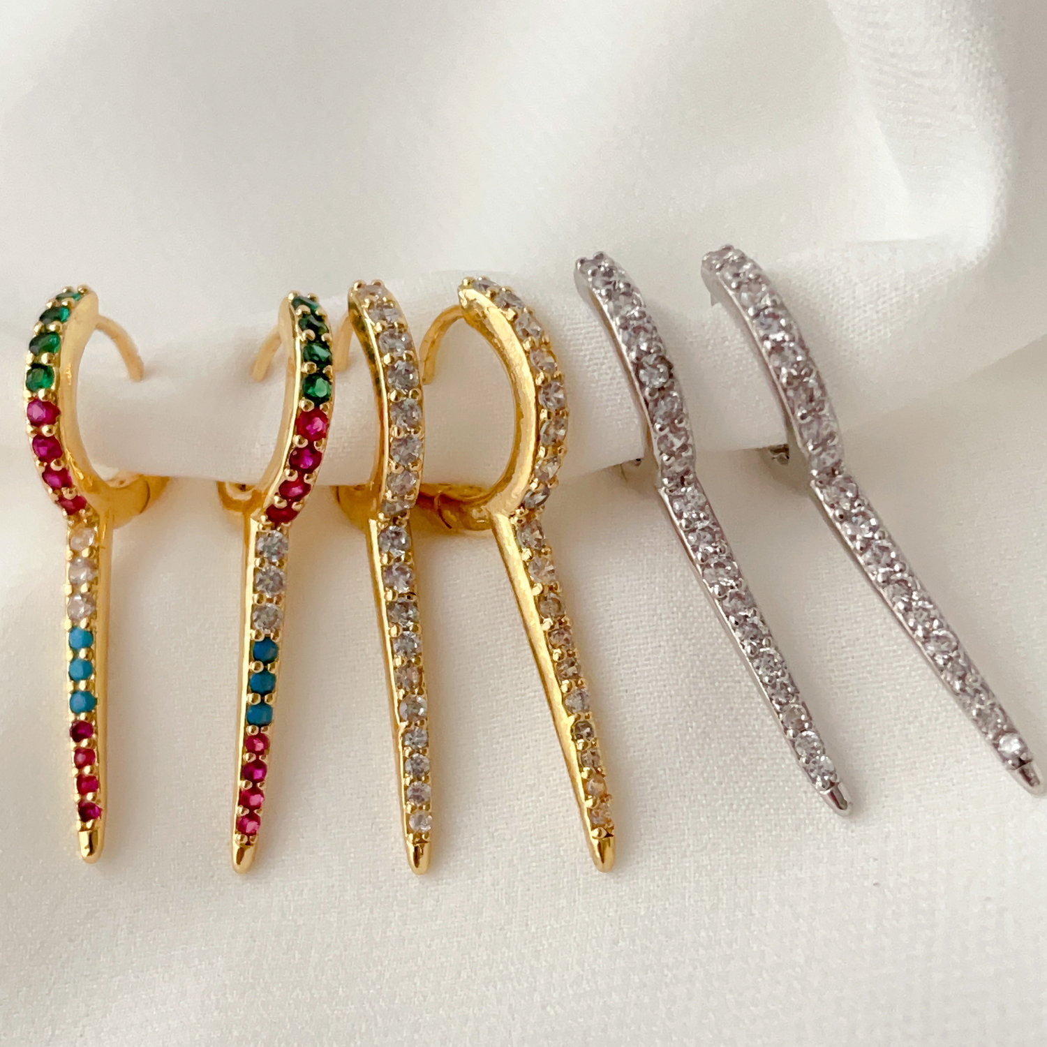Long pin earrings