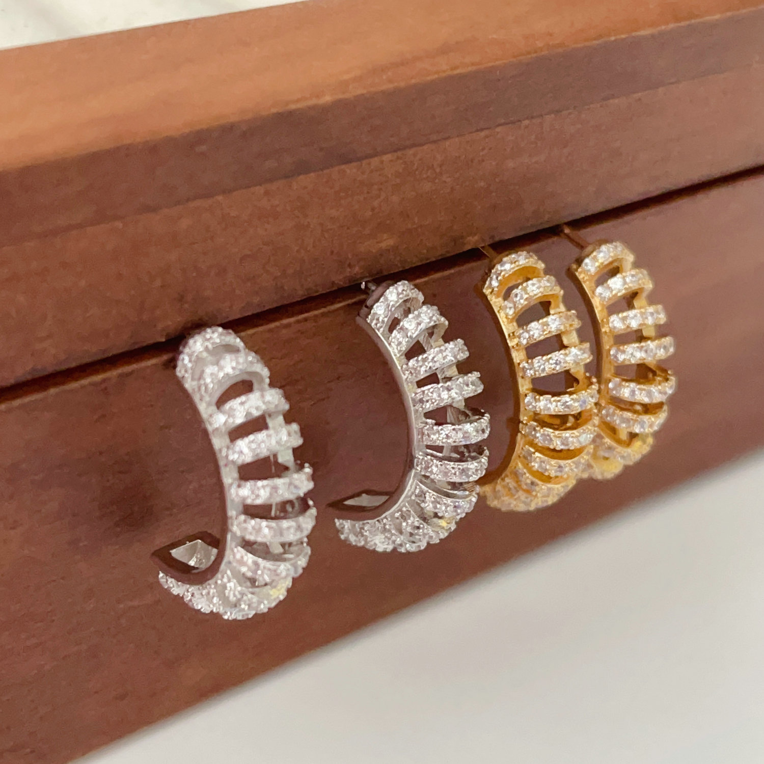 C pave hoops earrings