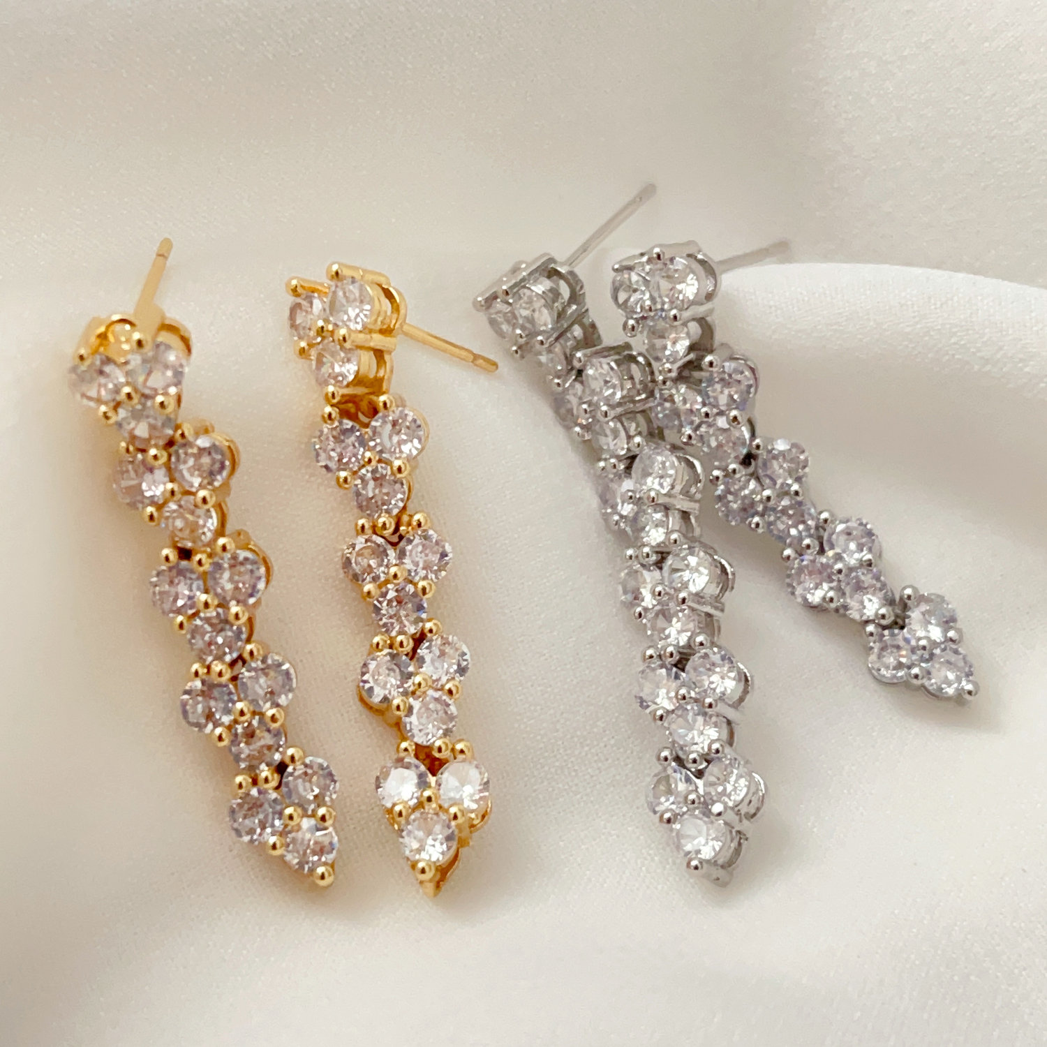 Pave flower earrings