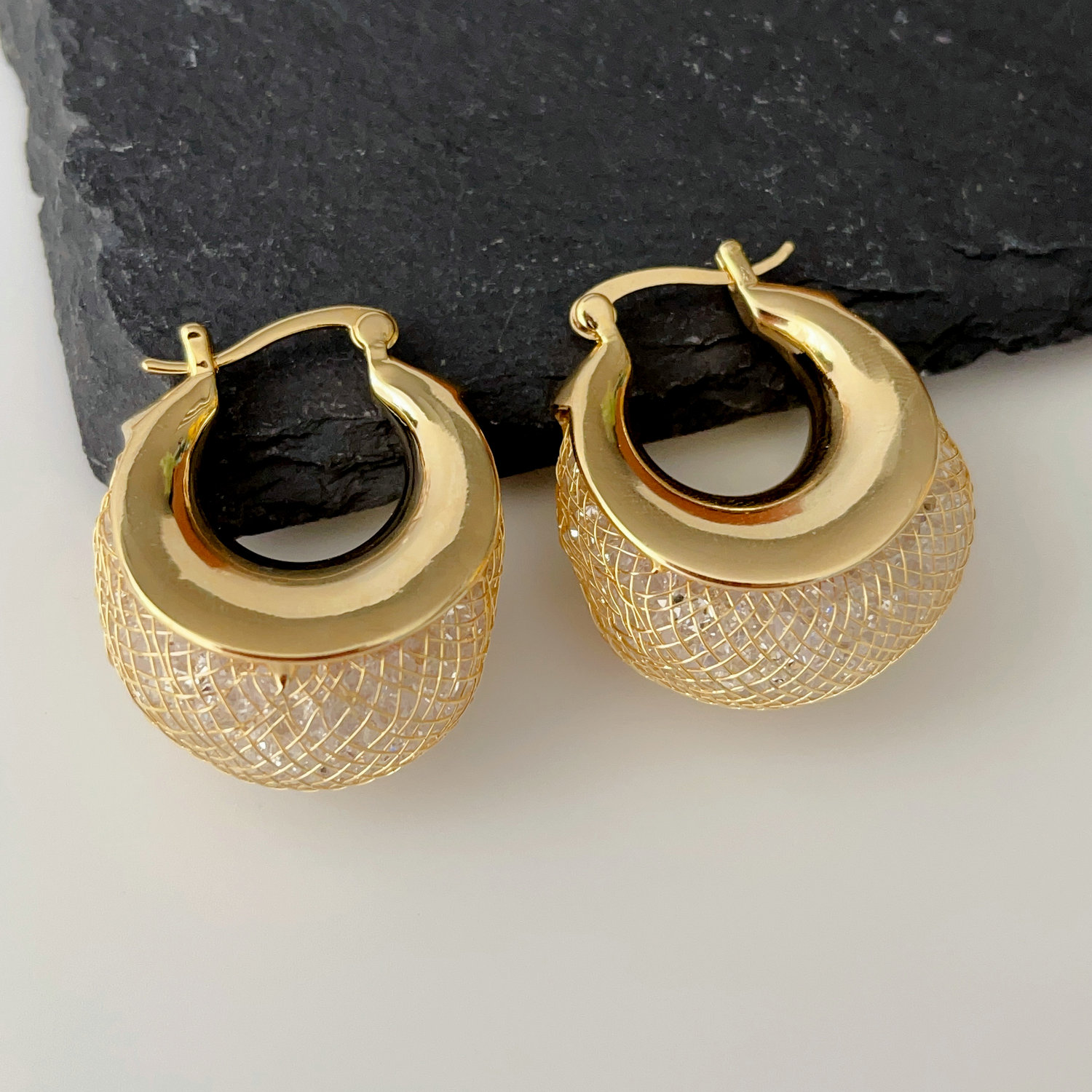 Crystal hoops earrings